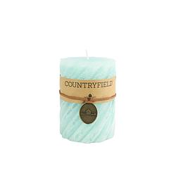 Foto van Countryfield stompkaars met ribbel turquoise ø7 cm hoogte 15 cm