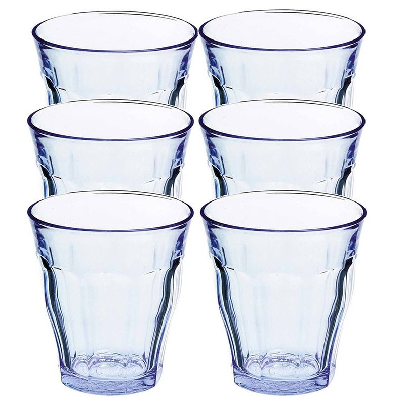 Foto van 12x drinkglazen/waterglazen blauw prisme 275 ml - drinkglazen