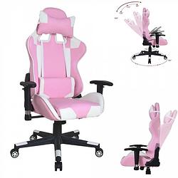 Foto van Gamestoel thomas - bureaustoel racing gaming - ergonomisch - roze wit