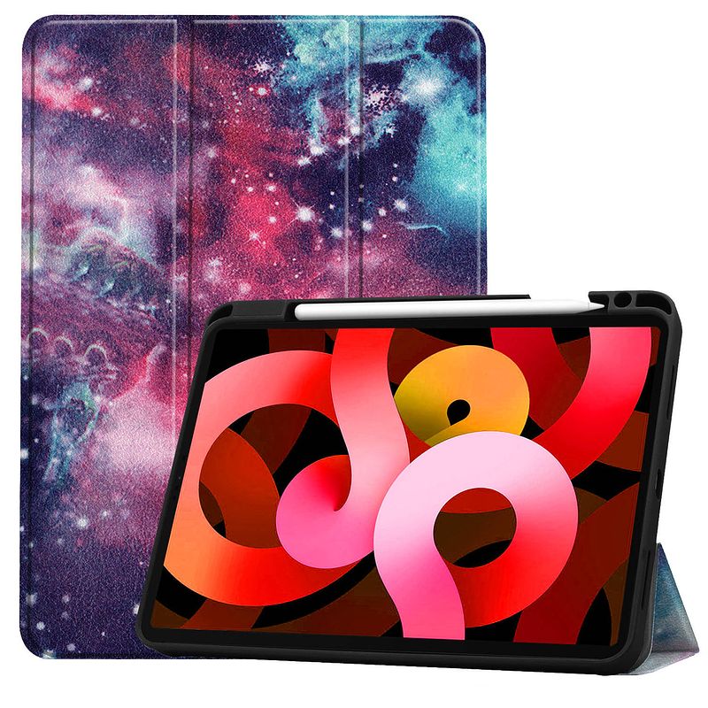 Foto van Basey ipad air 5 2022 hoes case hoesje galaxy uitsparing apple pencil ipad air 2022 10.9 inch