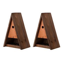 Foto van 2x stuks houten vogelhuisjes/nestkasten bruin 40 cm - vogelhuisjes
