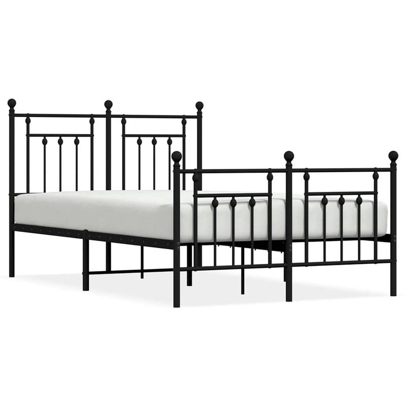 Foto van Vidaxl bedframe met hoofd- en voeteneinde metaal zwart 135x190 cm