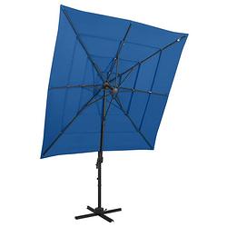 Foto van Vidaxl parasol 4-laags met aluminium paal 250x250 cm azuurblauw