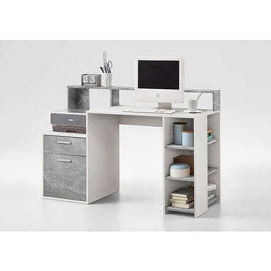 Foto van Bureau bolton - wit/beton - 91,6x138,5x53,5 cm - leen bakker