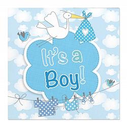 Foto van 20x geboorte jongen babyshower servetten blauw 25 x 25 cm - feestservetten