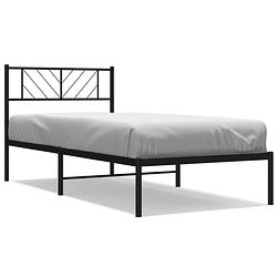 Foto van Vidaxl bedframe met hoofdbord metaal zwart 100x190 cm