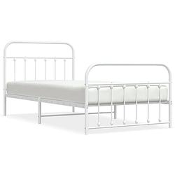 Foto van The living store klassiek bedframe - wit - 207 x 105 x 100 cm - robuuste metalen constructie