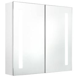 Foto van Infiori badkamerkast met spiegel en led 62x14x60 cm glanzend wit