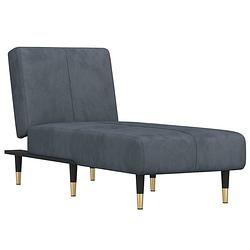 Foto van The living store chaise longue fluweel - donkergrijs - 140x70 cm - verstelbaar