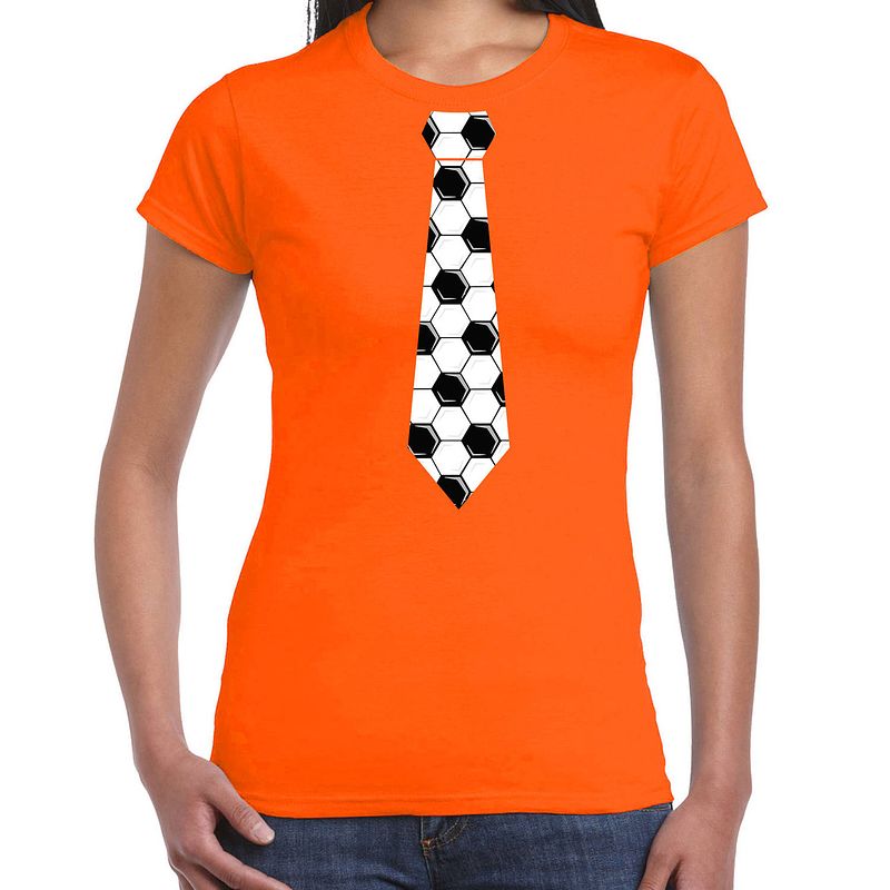 Foto van Oranje fan shirt / kleding holland voetbal stropdas ek/ wk voor dames 2xl - feestshirts