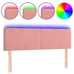 Foto van The living store hoofdeind led strip - roze - 144 x 5 x 78/88 cm - verstelbaar - zachte fluwelen stof - inclusief usb -