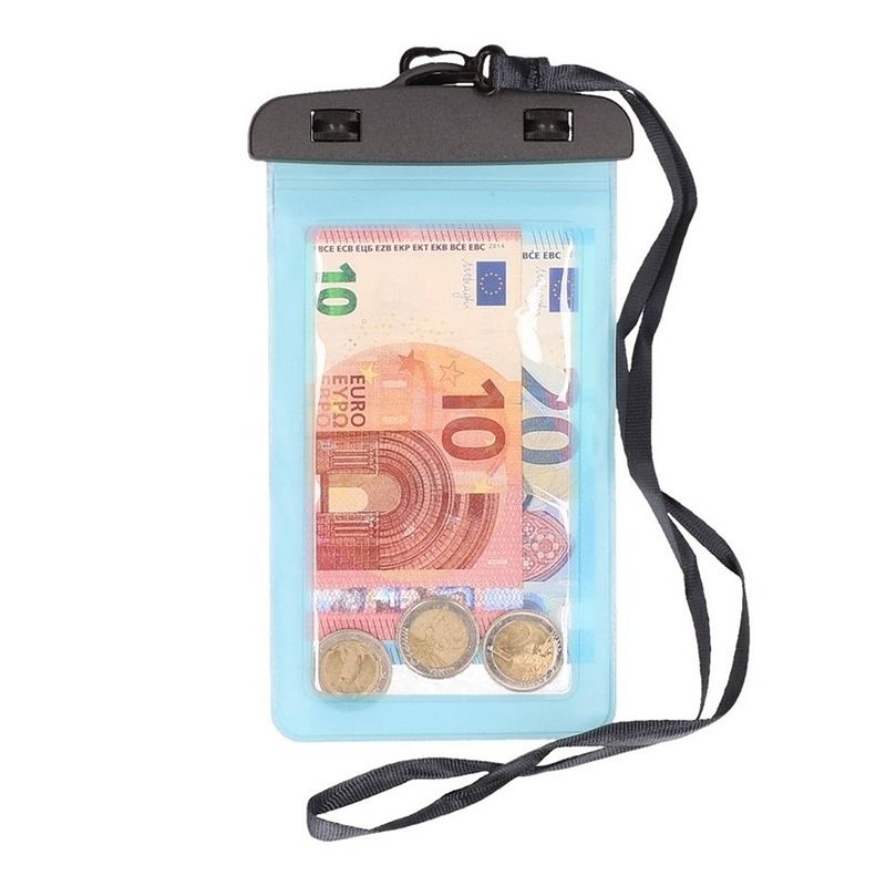 Foto van Waterdichte geldbuidel/ moneybelt nektasje blauw - kostbaarhedenbuidel