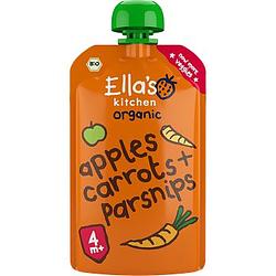 Foto van Ella'ss kitchen wortels, appels + pastinaak 4+ biologisch 120g bij jumbo