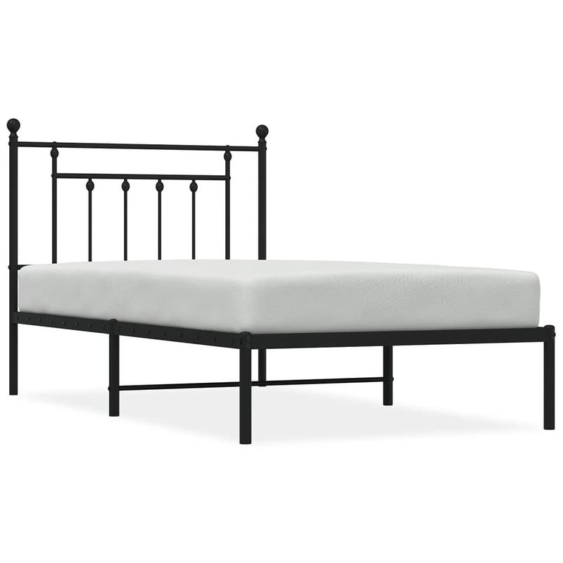 Foto van Vidaxl bedframe met hoofdbord metaal zwart 100x190 cm