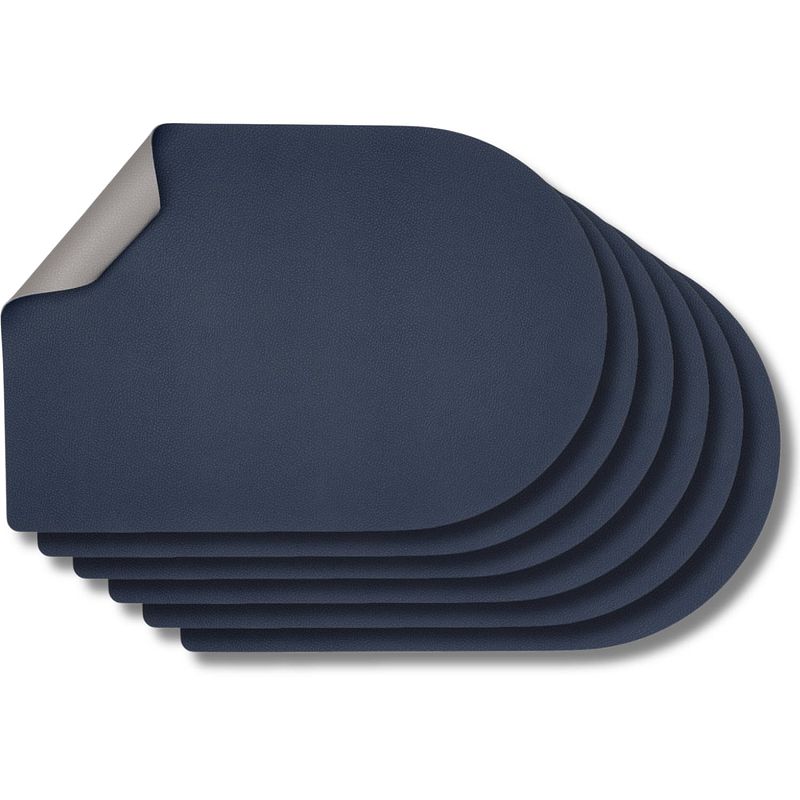 Foto van Jay hill placemats leer - grijs / blauw - bread - dubbelzijdig - 44 x 30 cm - 6 stuks