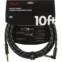 Foto van Fender deluxe cables instrumentkabel 3 m zwart tweed recht+haaks