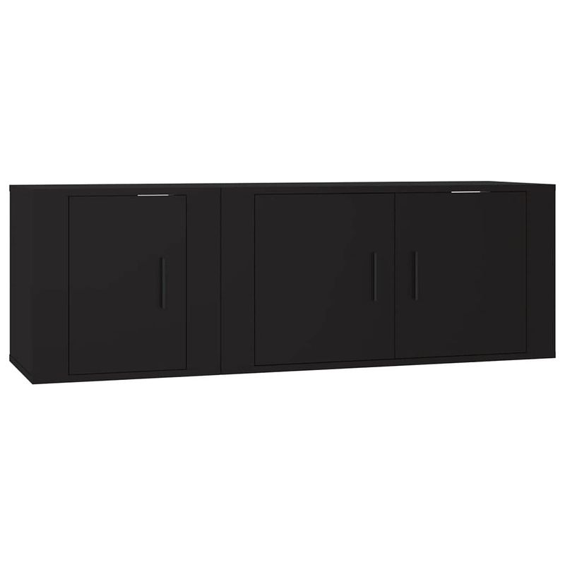 Foto van The living store tv-meubelset - tv-meubel 80x34.5x40cm - tv-meubel 40x34.5x40cm - zwart