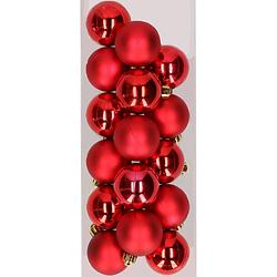 Foto van 16x stuks kunststof kerstballen rood 4 cm - kerstbal
