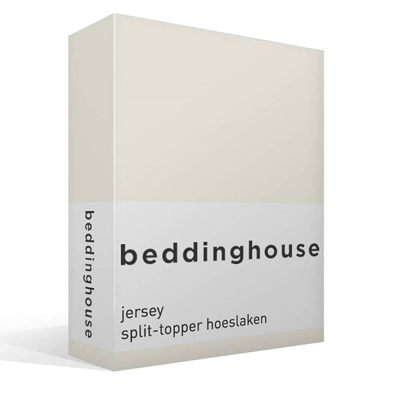 Foto van Beddinghouse jersey split-topper hoeslaken - 100% gebreide jersey katoen - 2-persoons (140x200/220 cm) - natural