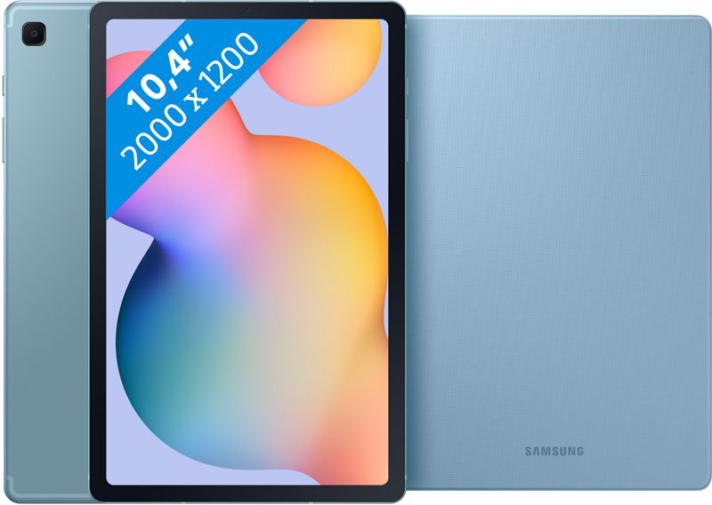 Foto van Samsung galaxy tab s6 lite (2022) 64 gb wifi blauw + samsung book case blauw