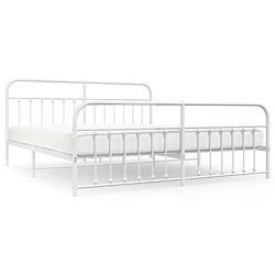 Foto van Vidaxl bedframe met hoofd- en voeteneinde metaal wit 200x200 cm