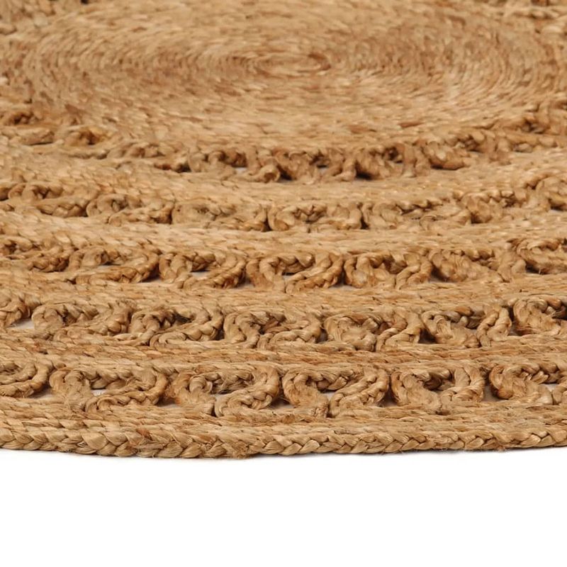 Foto van The living store gevlochten jute tapijt - 150 cm diameter - handgemaakt