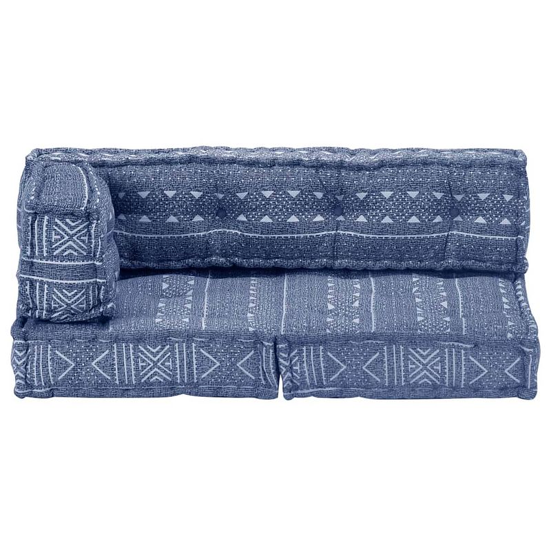 Foto van The living store palletbankkussen - indigo - katoenen bekleding - 120 x 80 x 45 cm - patchwork design