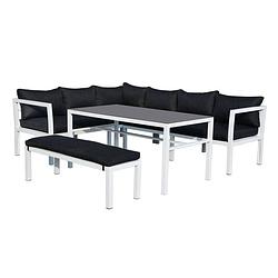 Foto van Garden impressions blakes lounge dining set - wit