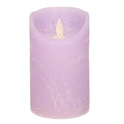 Foto van 1x lila paarse led kaarsen / stompkaarsen met bewegende vlam 12,5 cm - led kaarsen