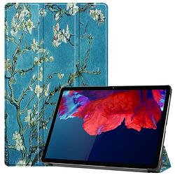 Foto van Basey lenovo tab p11 plus hoes case - lenovo tab p11 plus hoesje bloesem - lenovo tab p11 plus book case cover