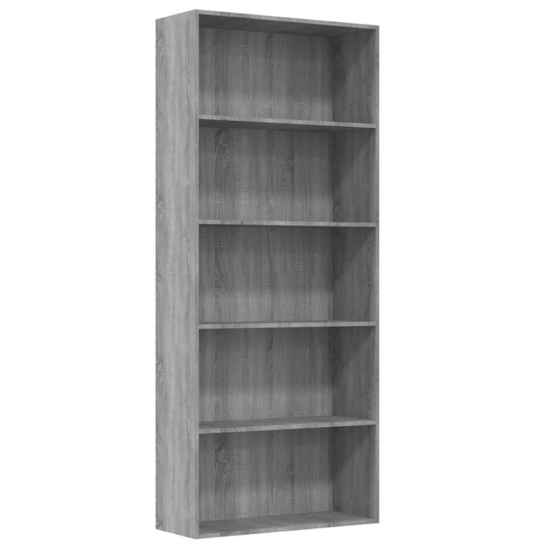 Foto van The living store boekenkast - praktisch materiaal - 80x30x189 cm - grijs sonoma eiken