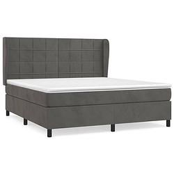 Foto van The living store boxspringbed - comfort - bed - 203 x 183 x 118/128 cm - donkergrijs fluweel