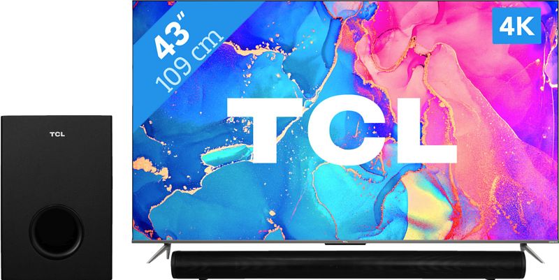 Foto van Tcl qled 43c635 (2022) + soundbar