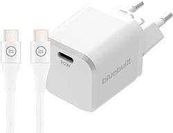 Foto van Bluebuilt power delivery oplader 20w + usb c kabel 3m nylon wit