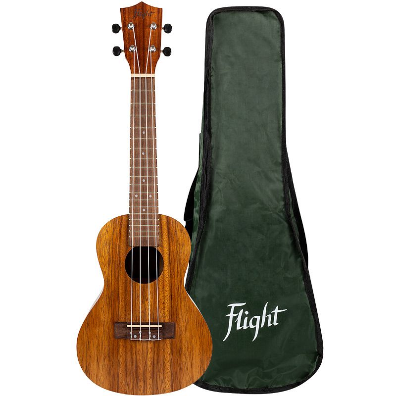 Foto van Flight natural series nuc200 teak concert ukelele met brede topkam inclusief gigbag