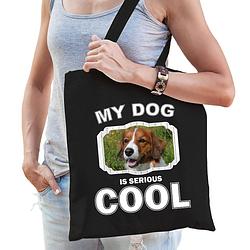 Foto van Katoenen tasje my dog is serious cool zwart - kooiker honden cadeau tas - feest boodschappentassen