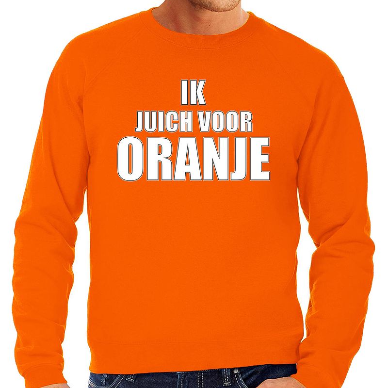 Foto van Grote maten oranje fan sweater / trui holland ik juich voor oranje ek/ wk voor heren 3xl - feesttruien