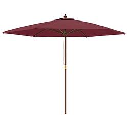 Foto van Vidaxl parasol met houten paal 299x240 cm bordeauxrood