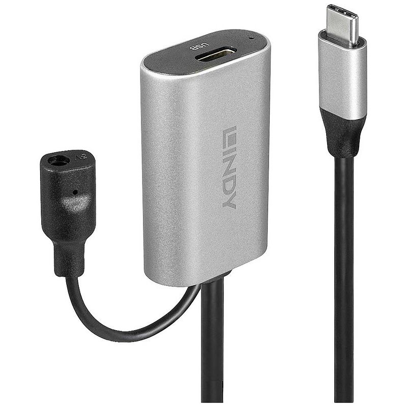 Foto van Lindy usb-kabel usb 3.2 gen1 (usb 3.0 / usb 3.1 gen1) usb-c® stekker, usb-c® bus 5 m zwart 43271