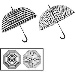 Foto van Paraplu polka dot en streepdessin koepelparaplu transparant pvc ø 86 cm trouw -