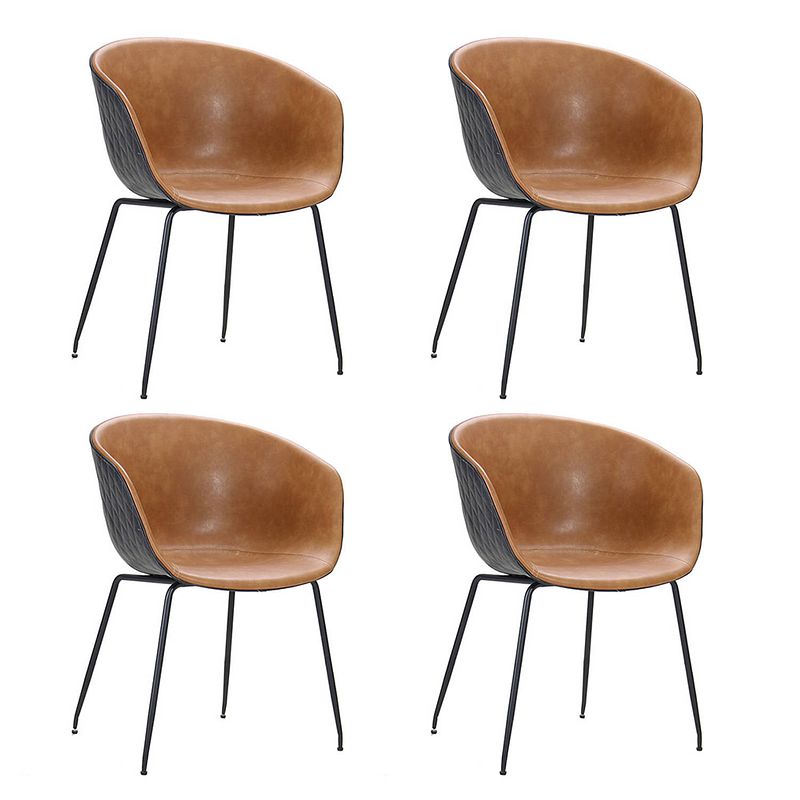 Foto van Bronx71 industriële eetkamerstoel sara cognac/zwart pu leer - eetkamerstoelen set van 4.