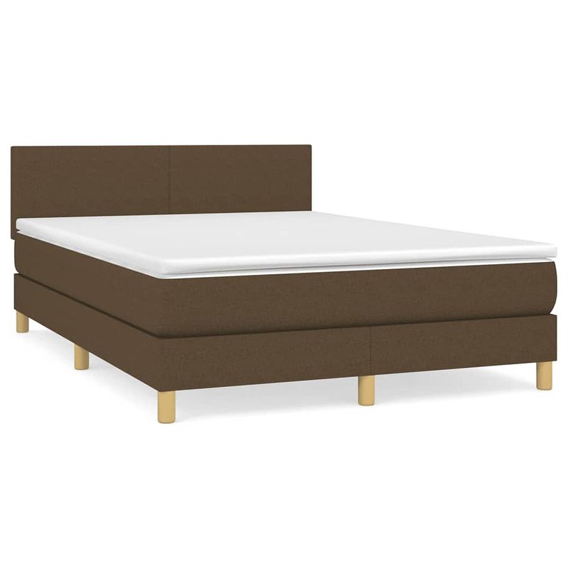 Foto van The living store boxspringbed donkerbruin 203x144x78/88cm - pocketvering matras 140x200x20cm - huidvriendelijk