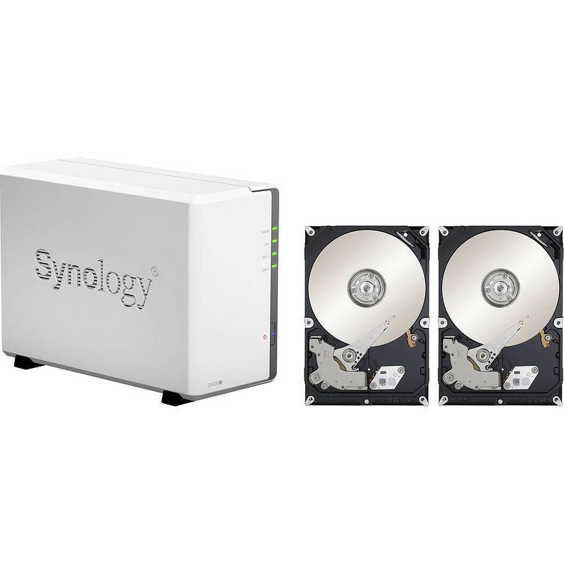 Foto van Synology diskstation ds220j nas-server 8 tb 2 bay voorzien van 2x 4 tb diskstation ds220j