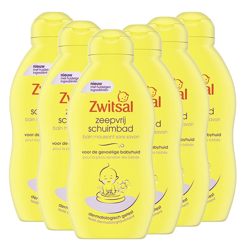 Foto van Zwitsal - zeepvrij schuimbad - 6 x 200 ml - voordeelverpakking