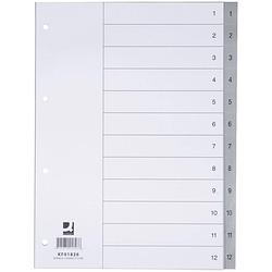 Foto van Q-connect tabbladen set 1-12, met indexblad, ft a4, grijs 25 stuks