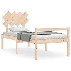 Foto van The living store bed grenenhout - massief - 205.5 x 95.5 x 81 cm - multiplex lattenbodem - functioneel hoofd- en