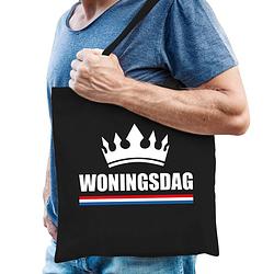 Foto van Katoenen tas / shopper zwart woningsdag heren - feest boodschappentassen