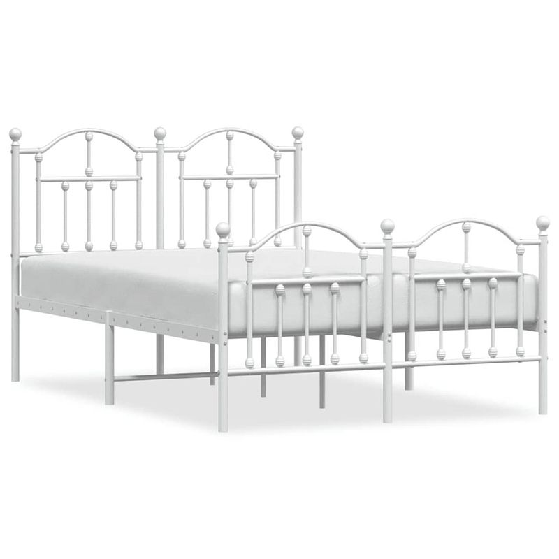 Foto van Vidaxl bedframe met hoofd- en voeteneinde metaal wit 120x200 cm