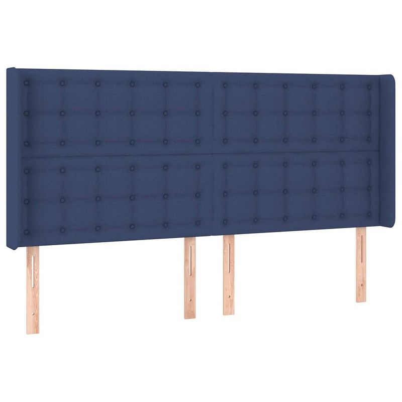 Foto van Vidaxl hoofdbord met randen 163x16x118/128 cm stof blauw