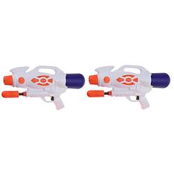 Foto van 2x waterpistolen/waterpistool oranje van 47 cm kinderspeelgoed - waterpistolen